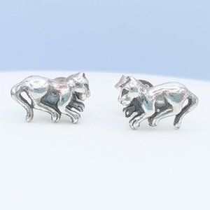 VTG 925 Sterling Silver Kitty Cat Post Earrings - SIGNED